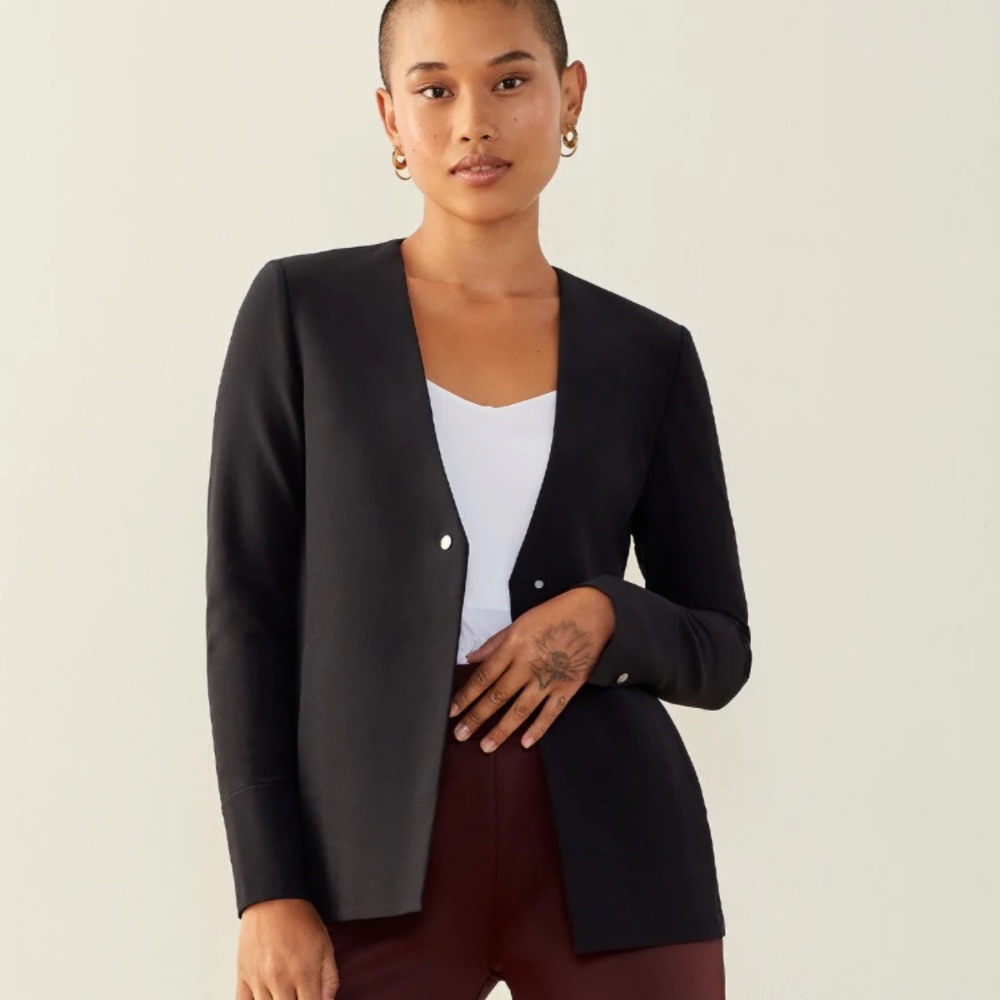 ADAY Black Open-Front Blazer